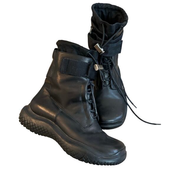 Womens Prada Tactical Leather Boots – Vintage Black, Size 6 - Picture 1 of 7